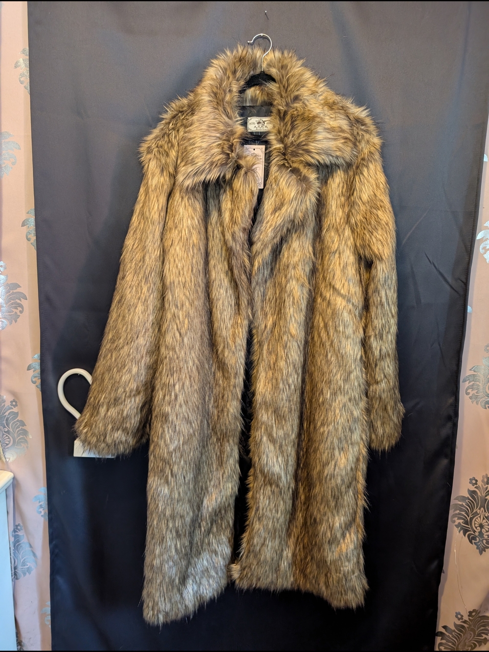 Faux Fur Long Coat in Brown - Women’s Elegant Winter Jacket - Large Oversized